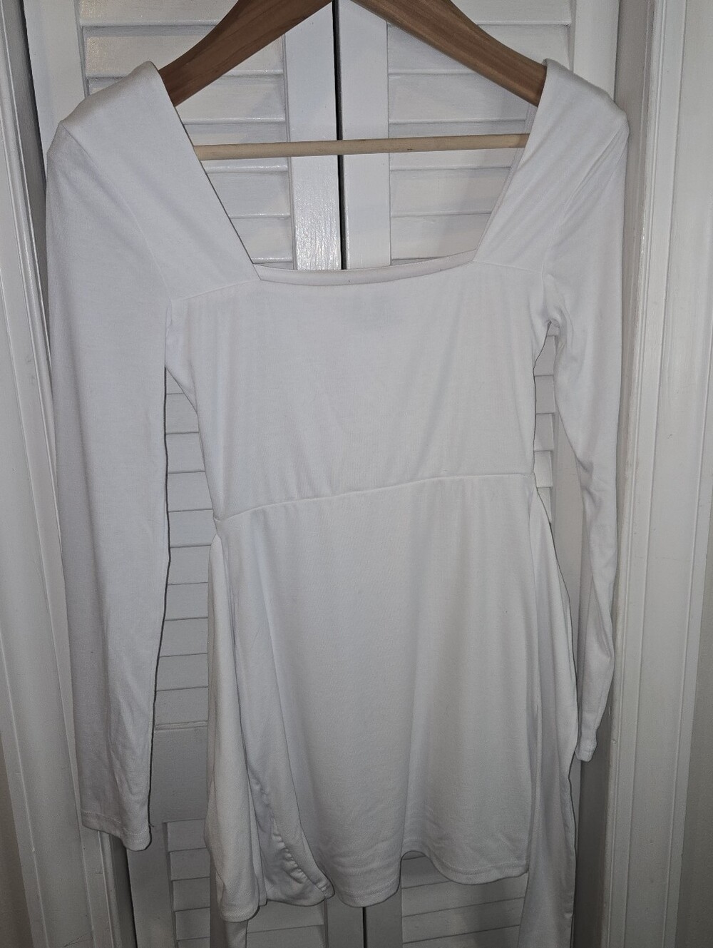 NWT Runaway The Label Safiya White Square Neck Long Sleeve Side Tie Mini Dress U - Picture 7 of 10